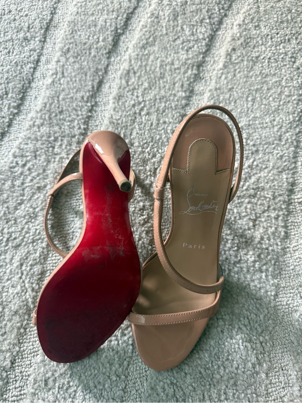 Christian Louboutin Blush Tan Strappy Slingback Heels - Picture 4 of 4